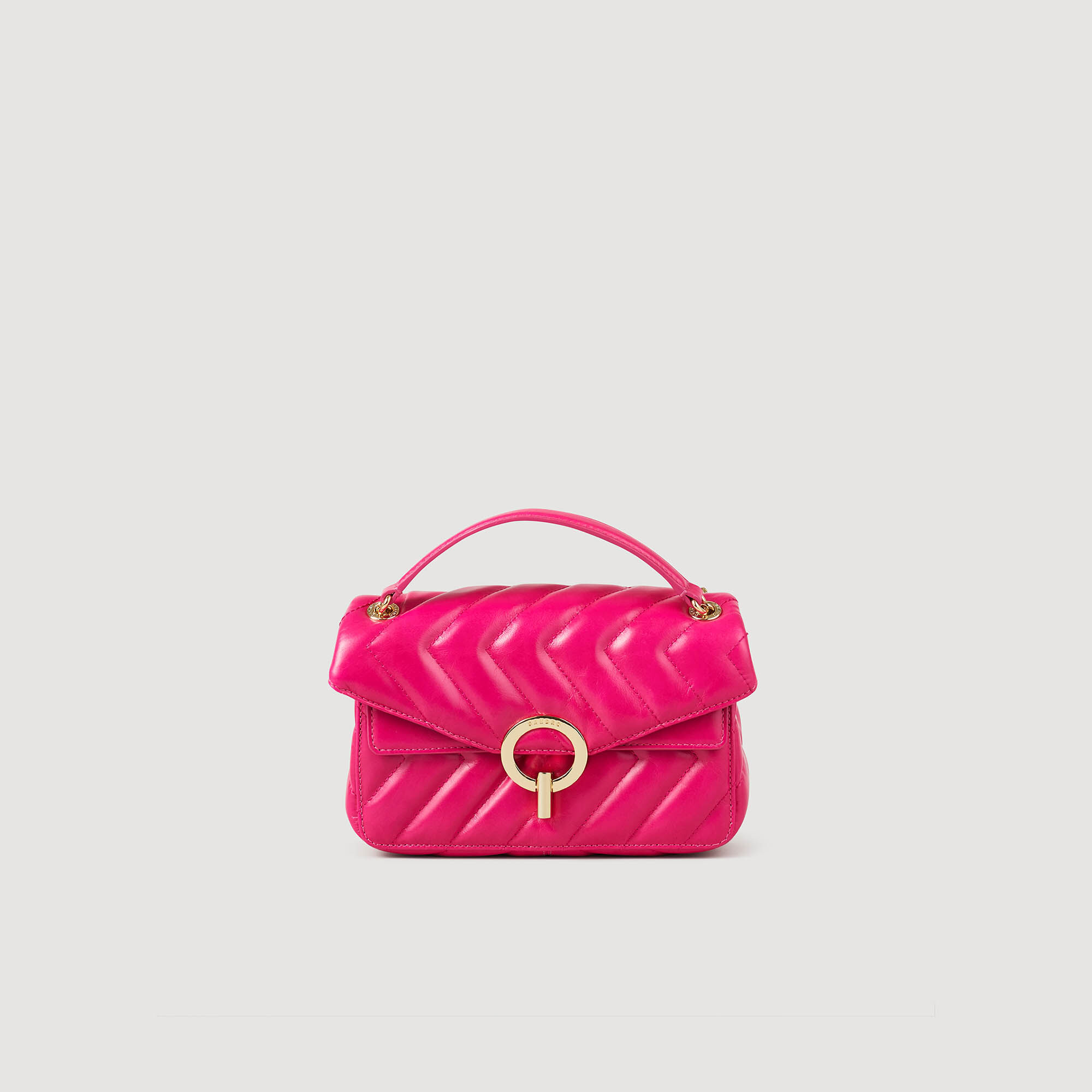 Bolso pequeno Yza de cuero liso rosa para mujer Sandro Paris