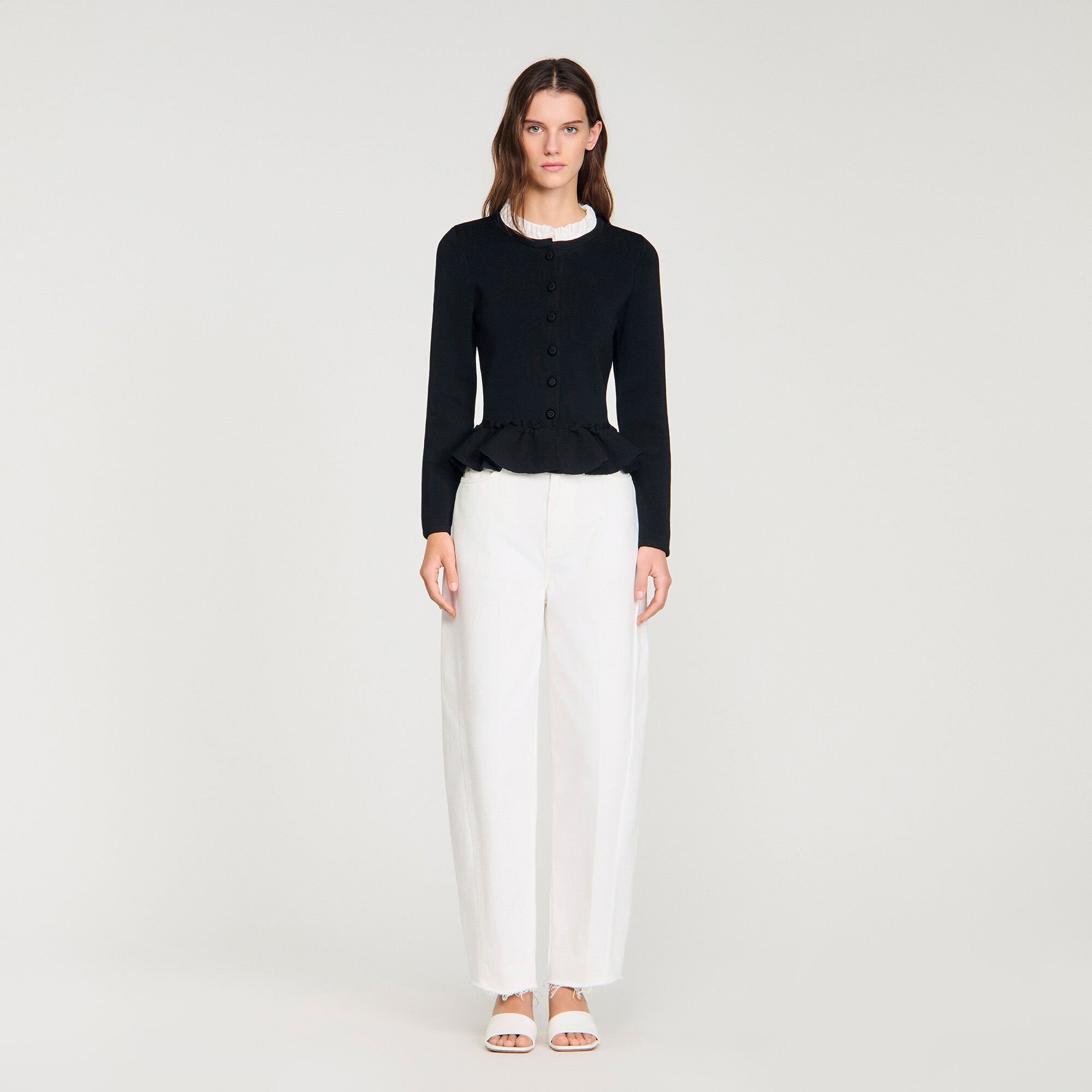 Cárdigan peplum cuello desmontable