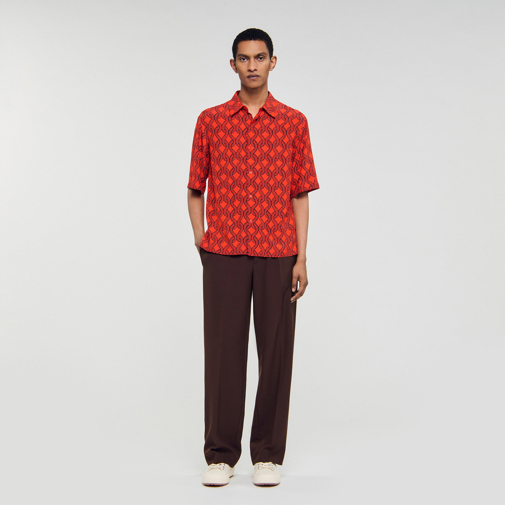 Camisa fluida con estampado de cuerda