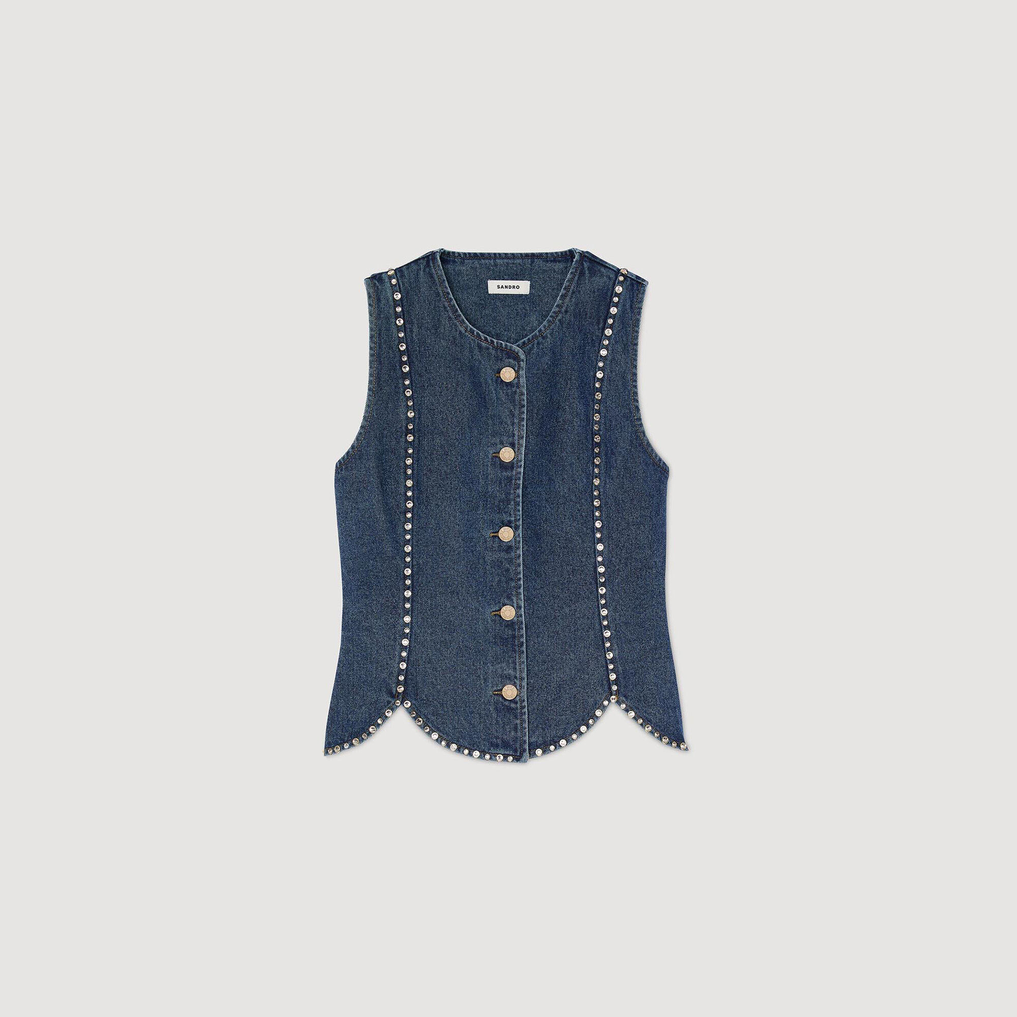Top de denim con strass