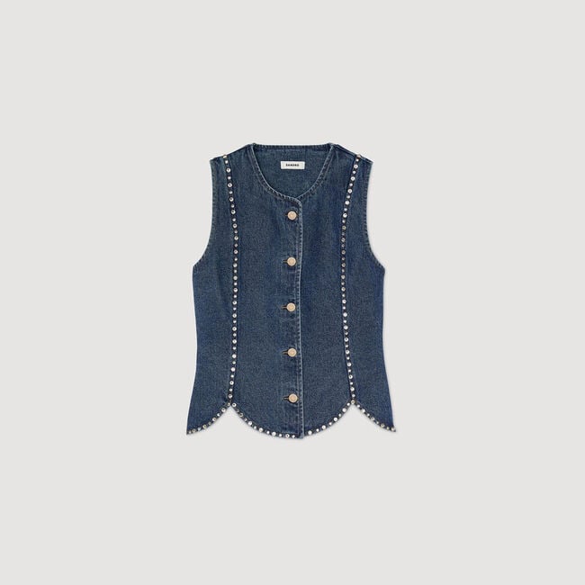 Top de denim con strass