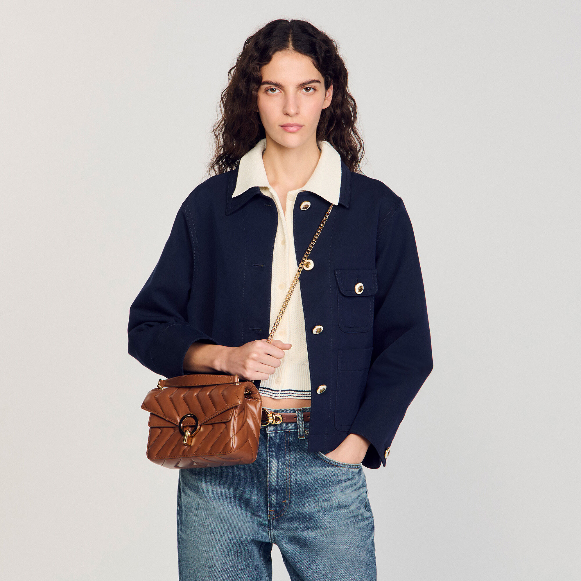 Bolso pequeño de cuero liso Yza