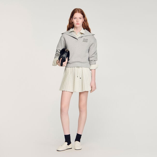 Falda de rayas corta con strass