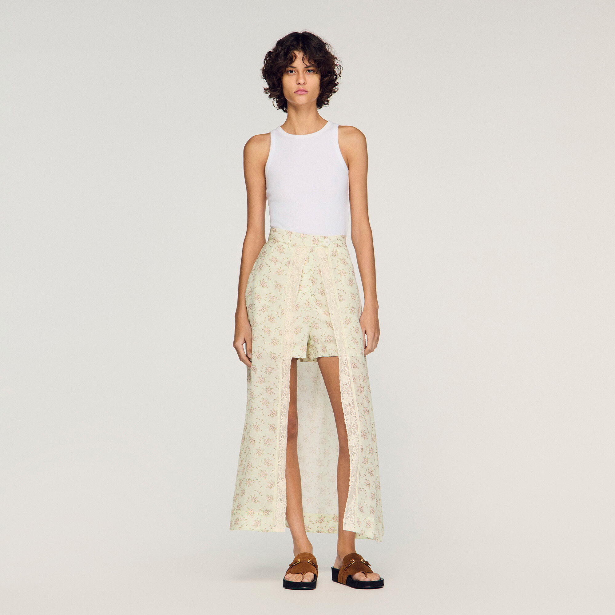 Falda pantal&oacute;n larga de flores