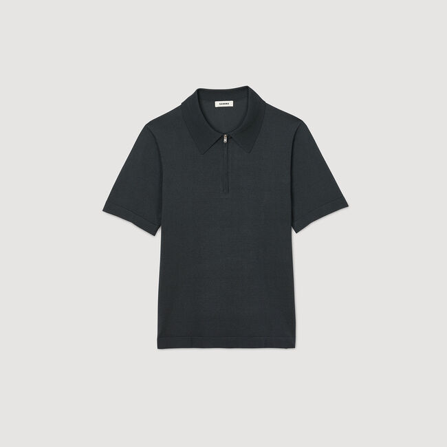 Polo de punto con cuello con cremallera