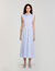 Robe longue rayée à détails brodés
