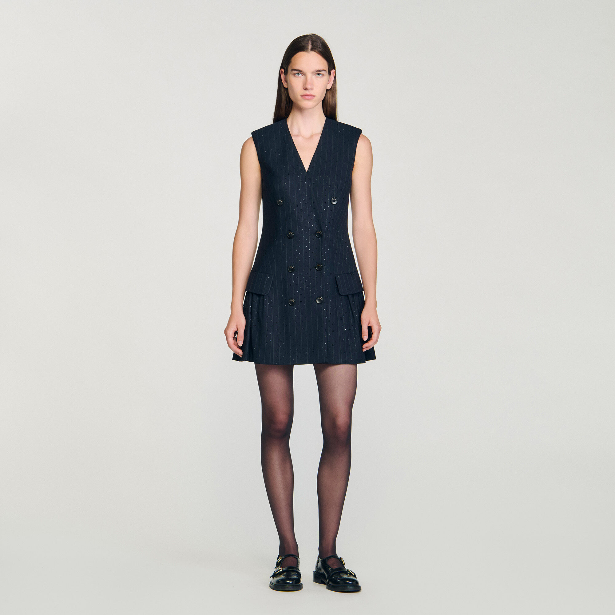 Vestido corto sastre con strass