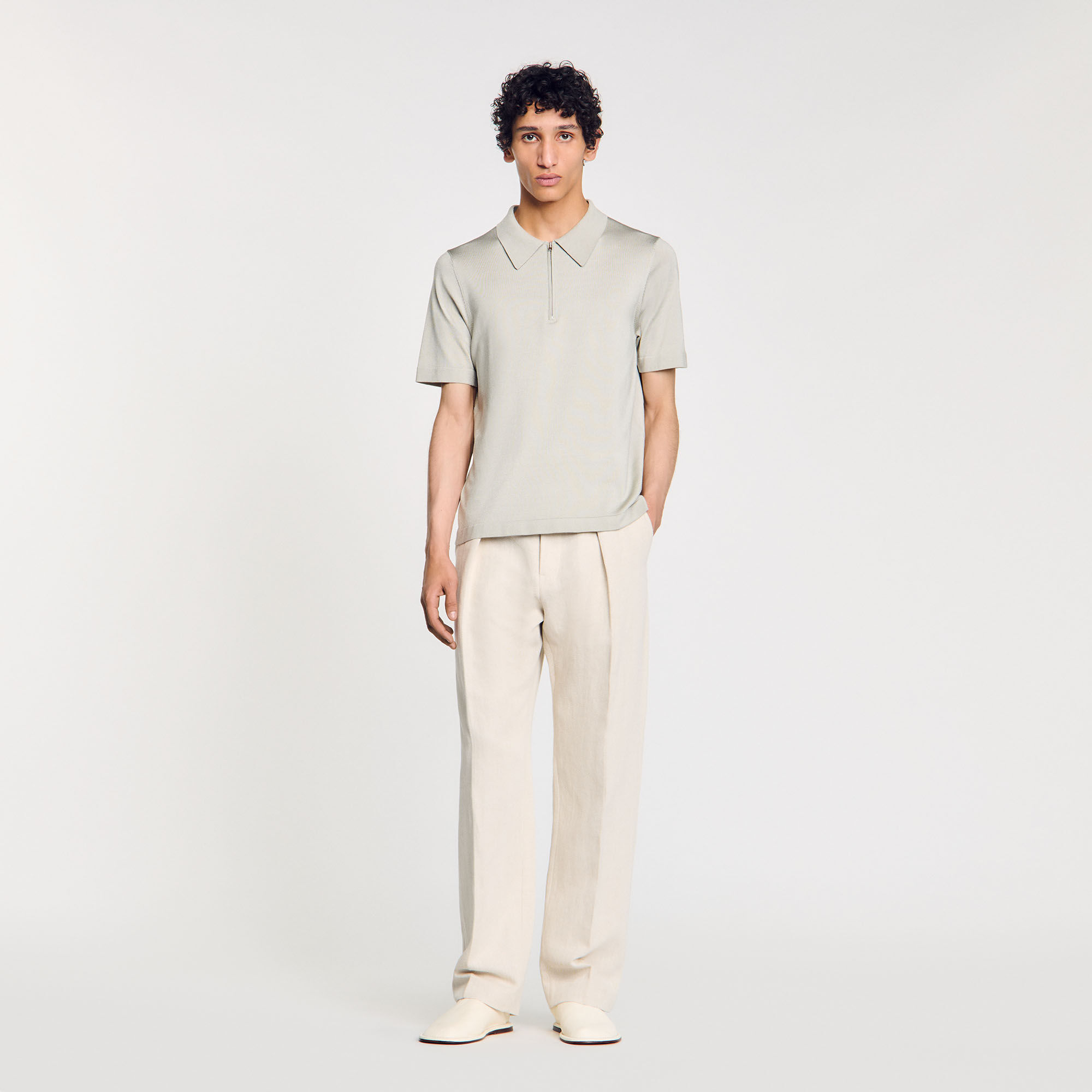 Polo de punto con cuello con cremallera