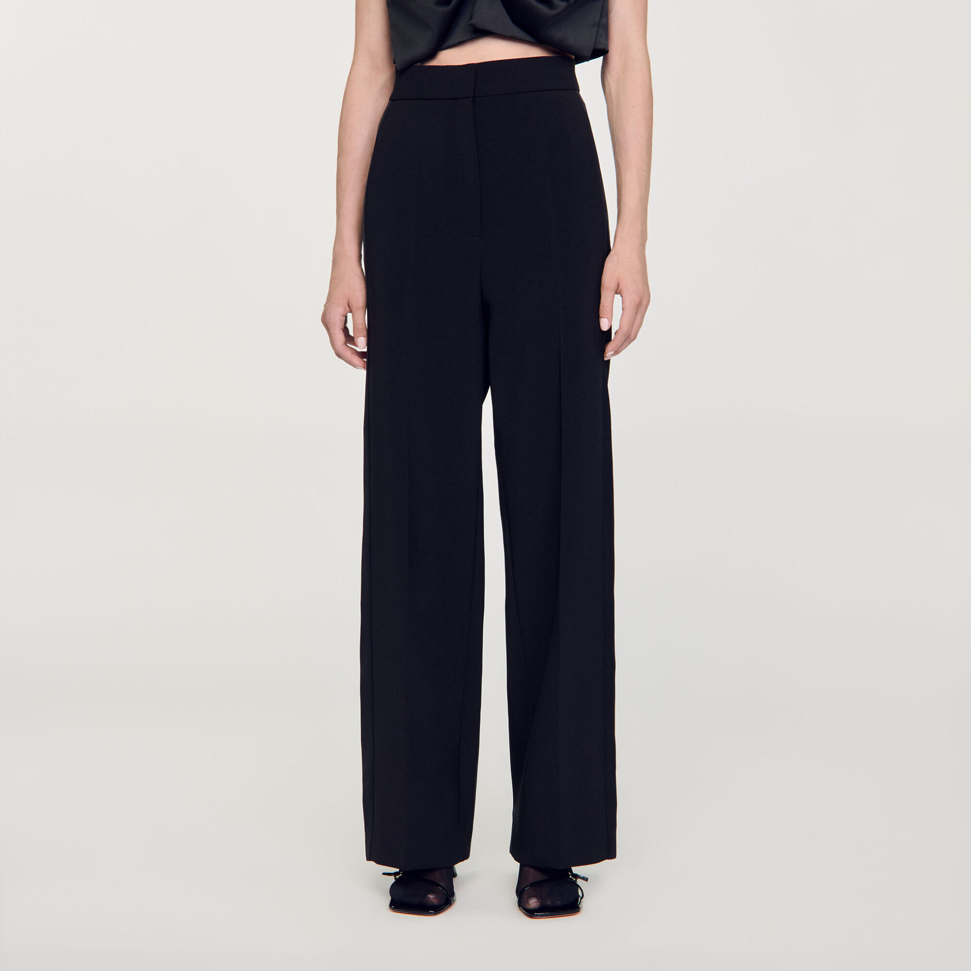 Pantal&oacute;n ancho con franja satinada - Mujer | Sandro