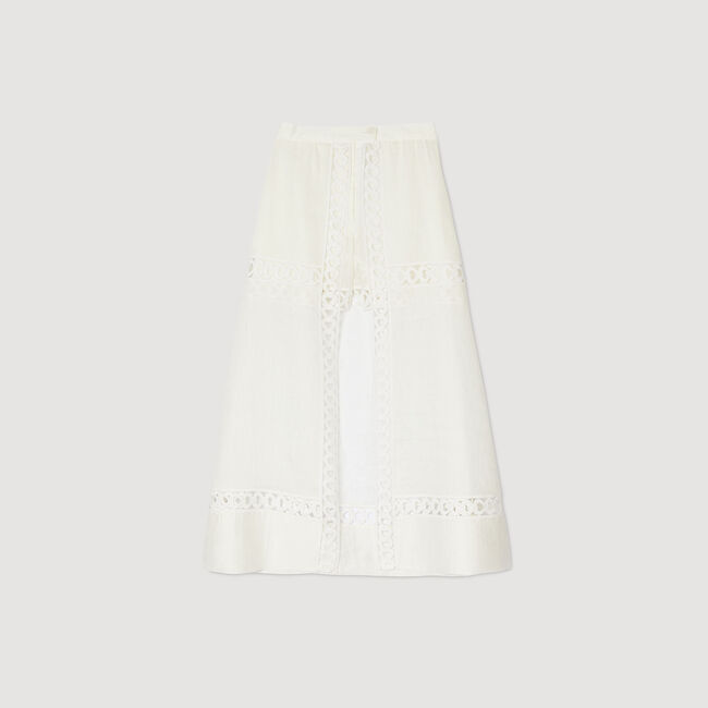 Falda pantalón larga de mezcla de lino