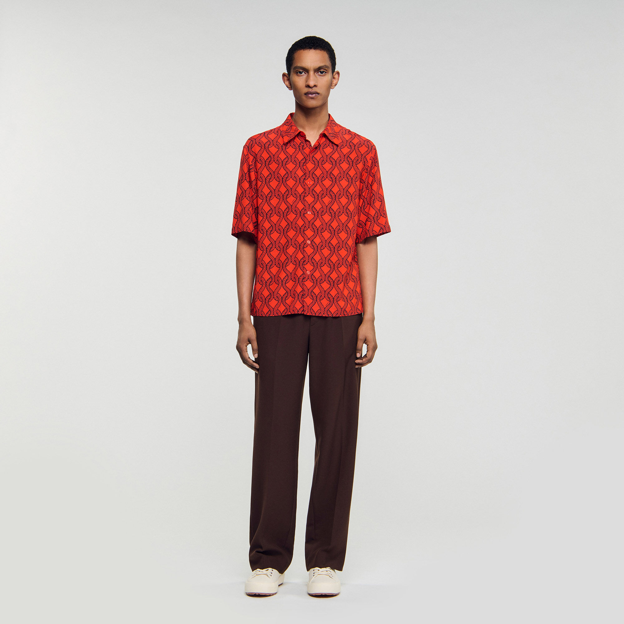 Camisa fluida con estampado de cuerda