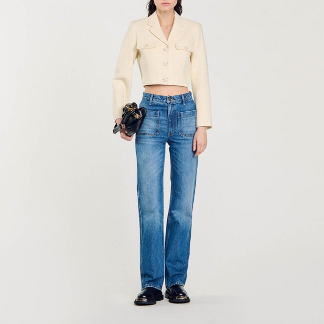 Chaqueta corta de tweed abotonada