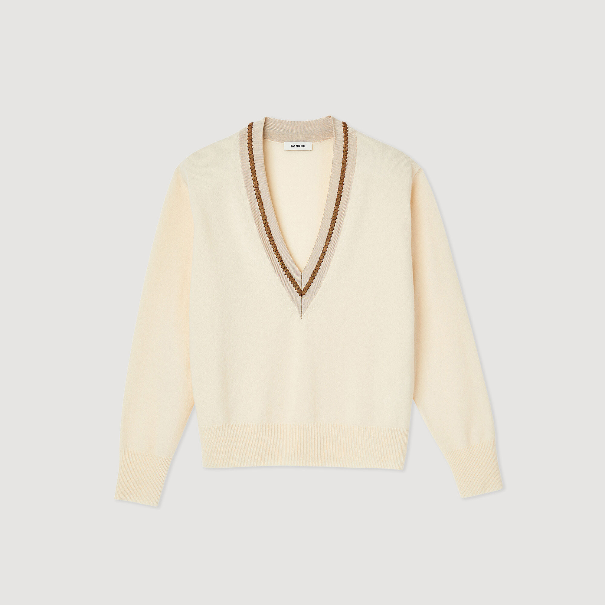 Jersey con cuello en V en contraste - Mujer | Sandro