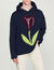 Sudadera con capucha, bordado de tulipán