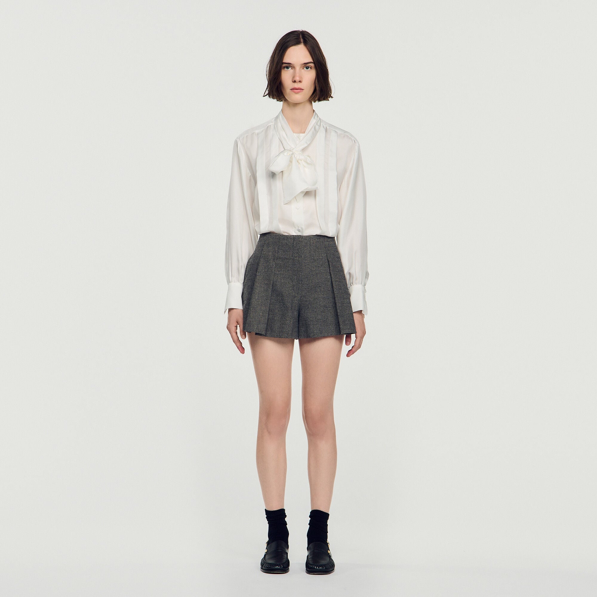 Short de lana pata de gallo - Mujer | Sandro