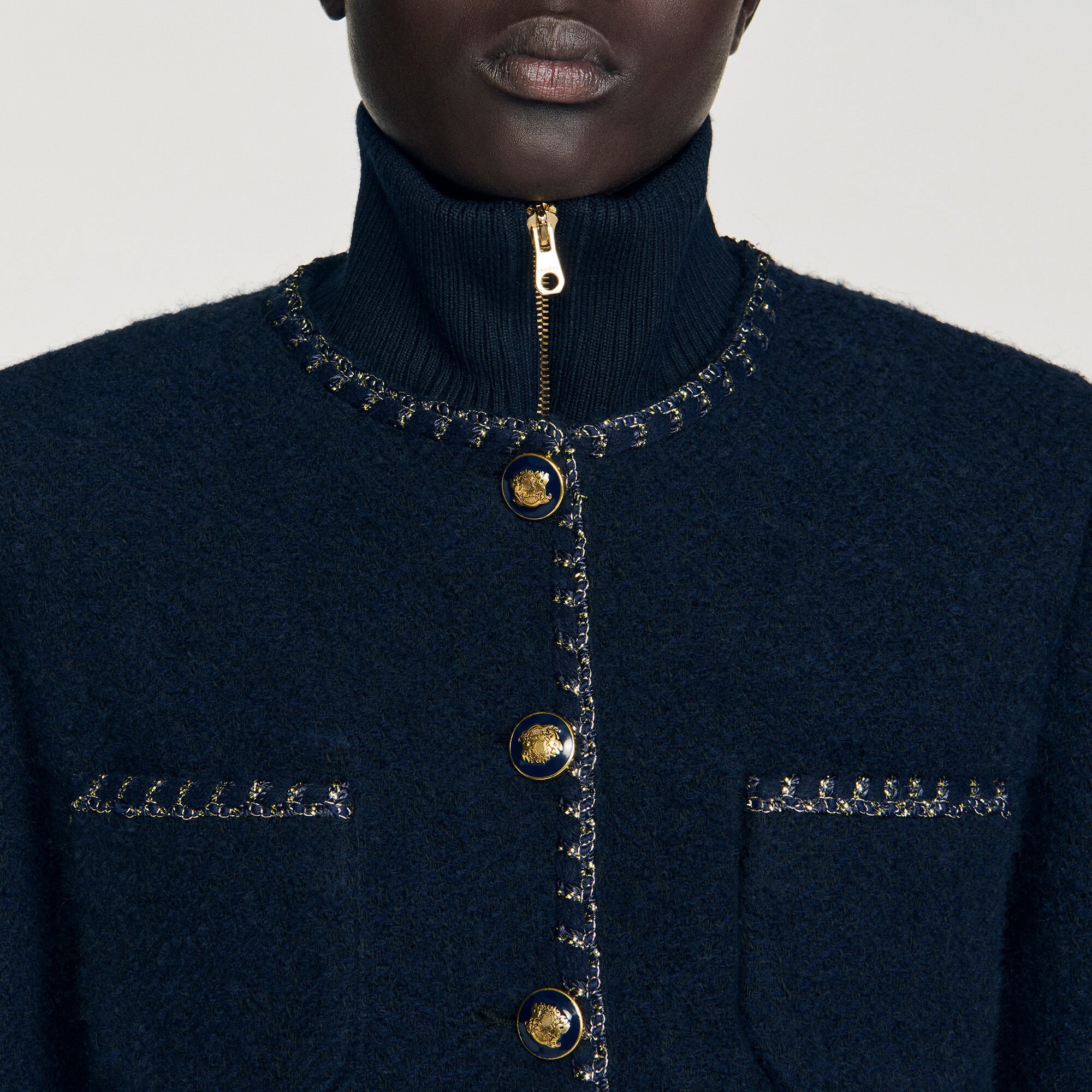 Chaqueta de tweed con galones