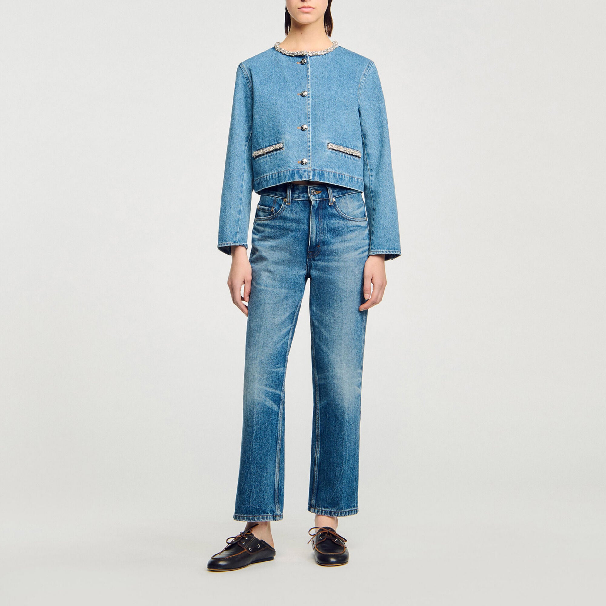 Cazadora vaquera con strass - Mujer | Sandro