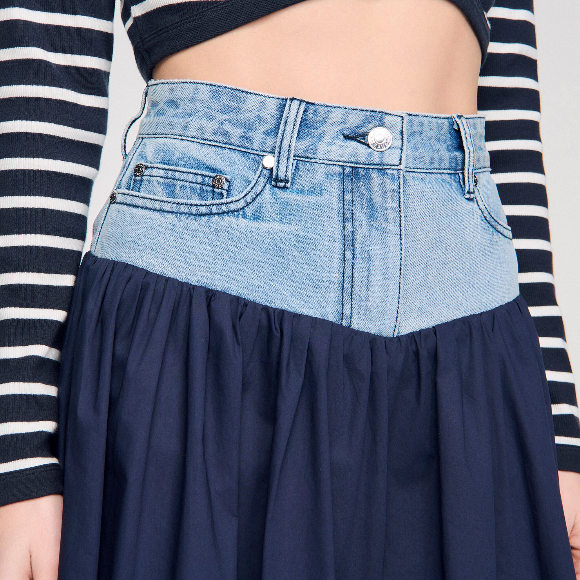 Falda larga bimaterial