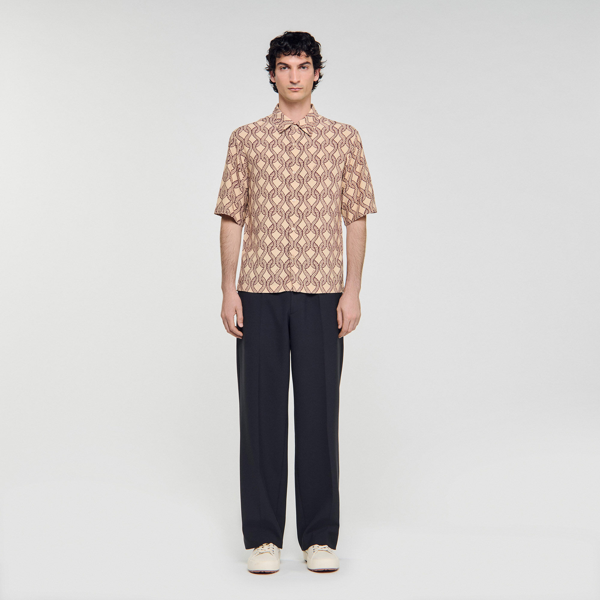 Camisa fluida con estampado de cuerda
