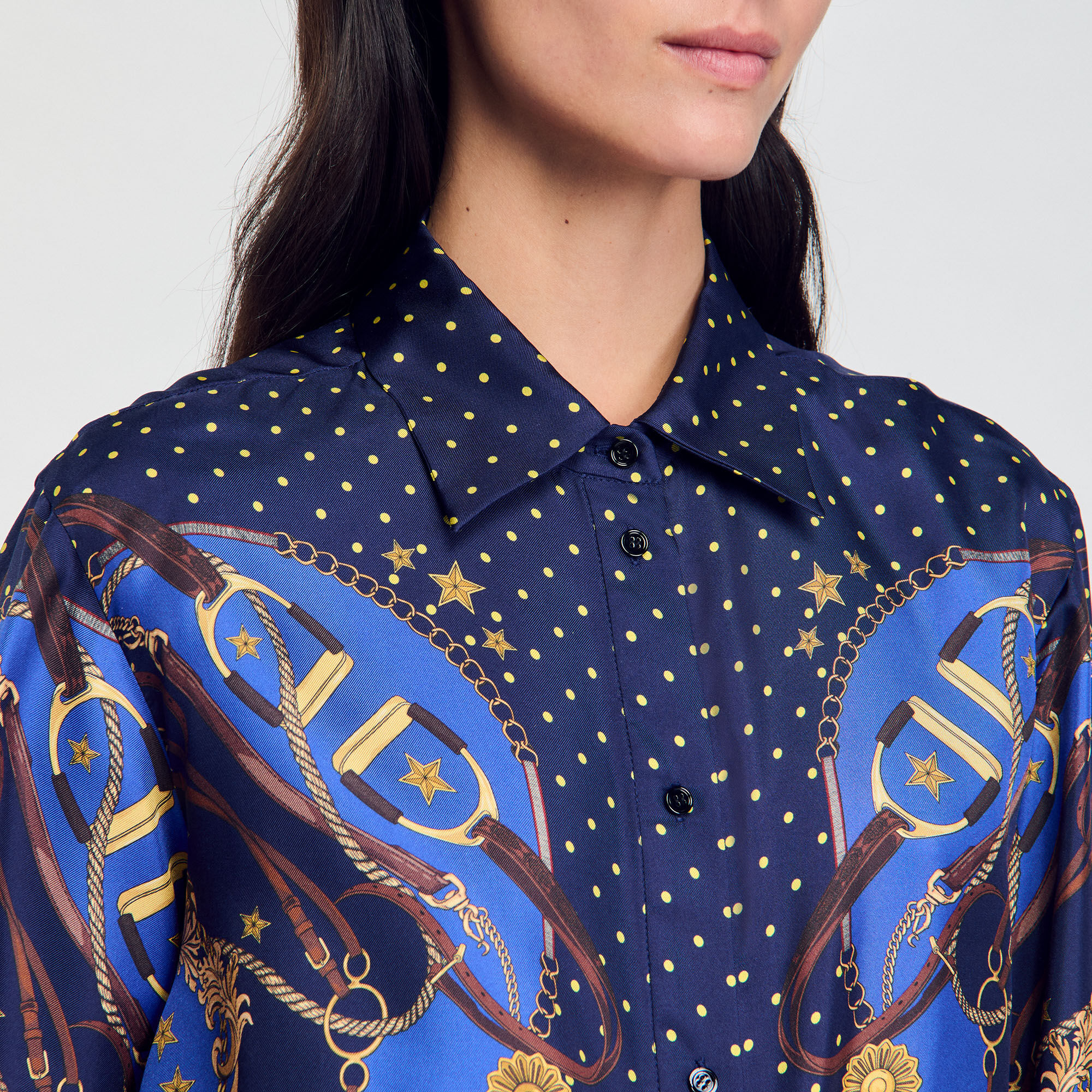 Camisa de seda estampada
