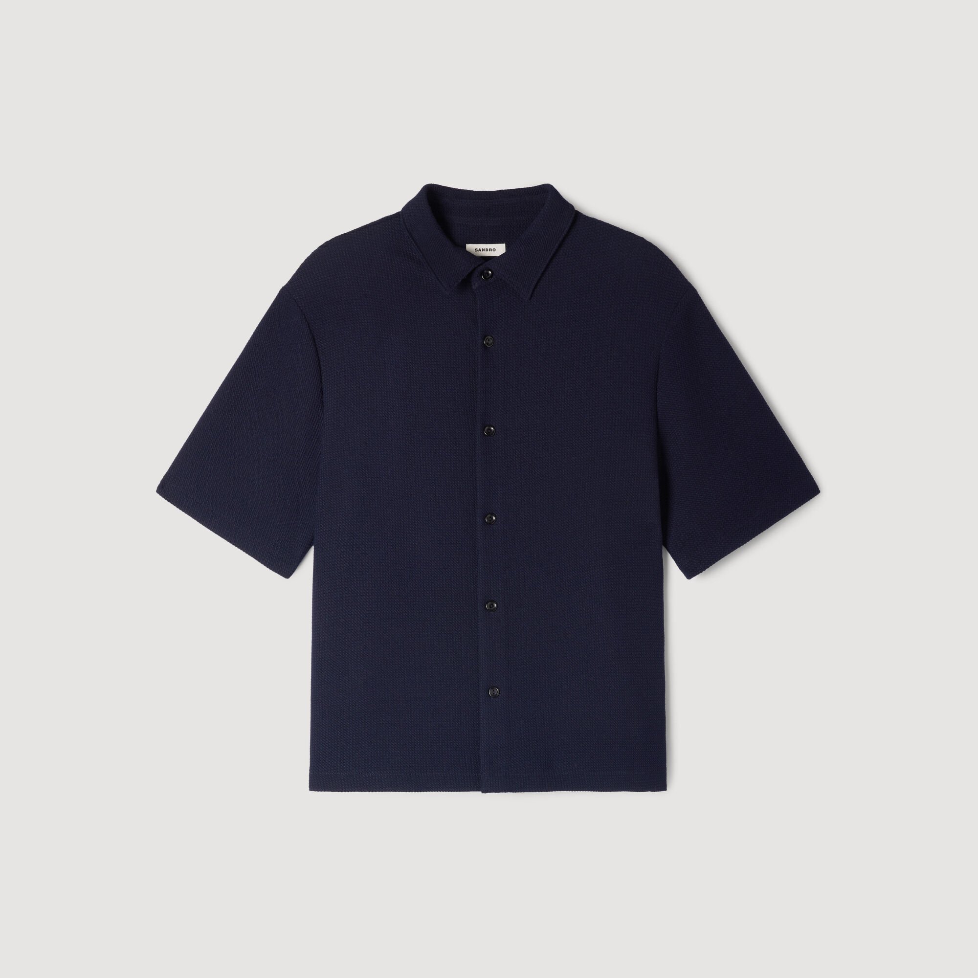 Camisa con textura, cuello italiano