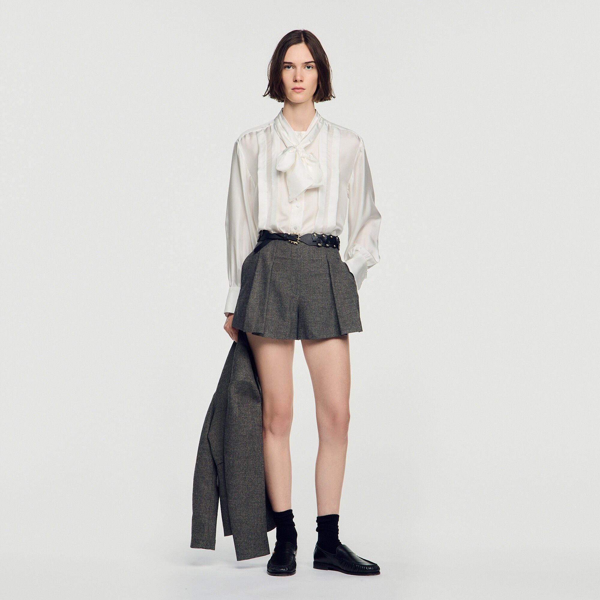 Short de lana pata de gallo - Mujer | Sandro