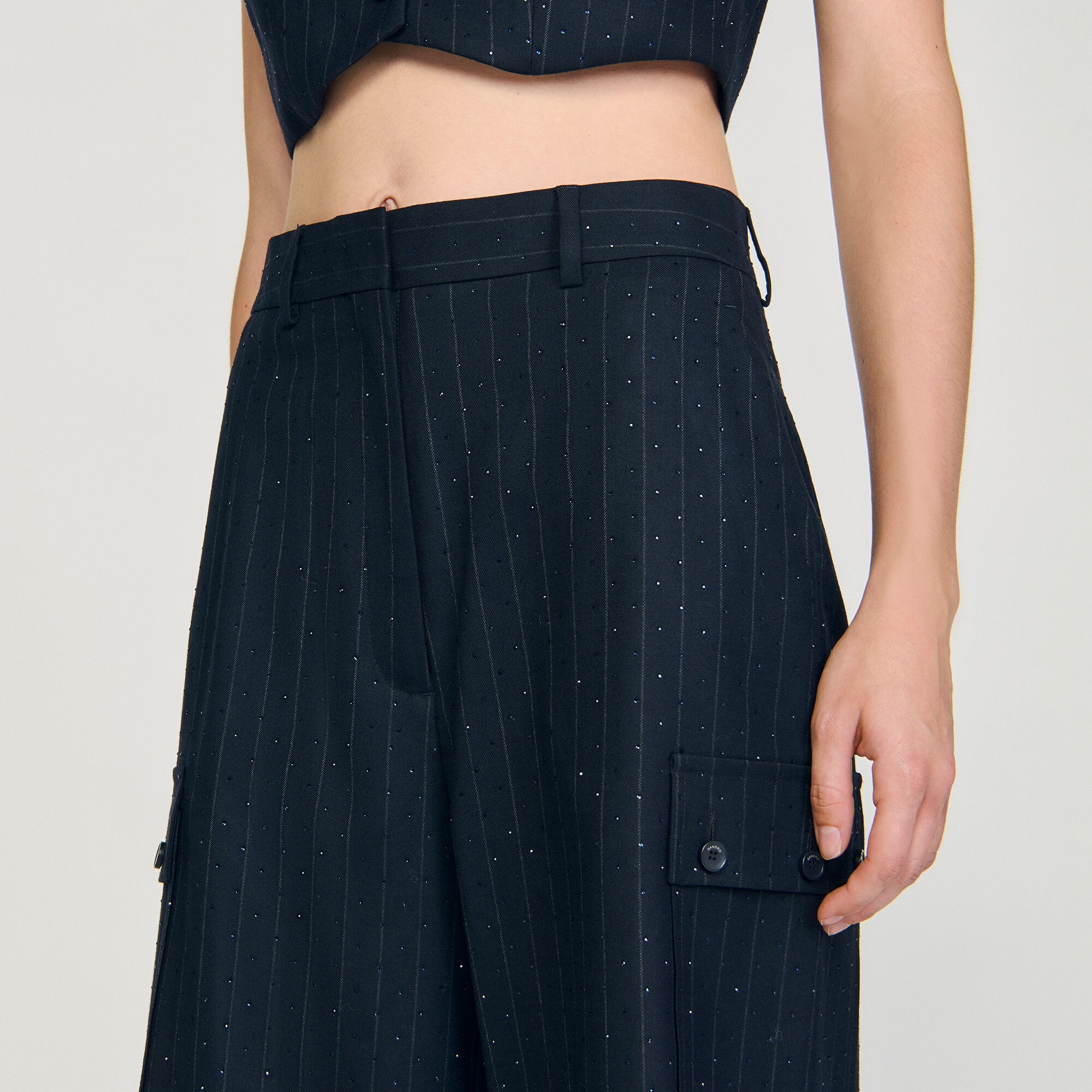 Bermudas a rayas con strass