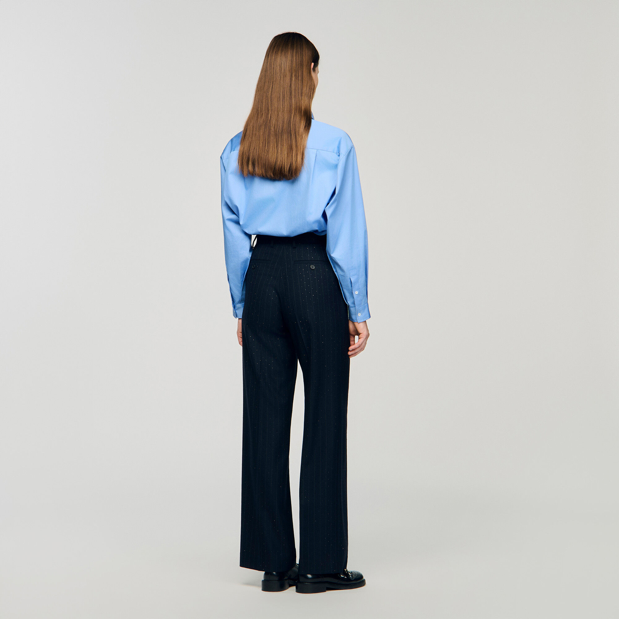 Pantalón a rayas con strass