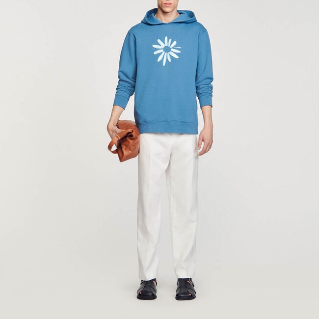 Sudadera con capucha de algodón con flor