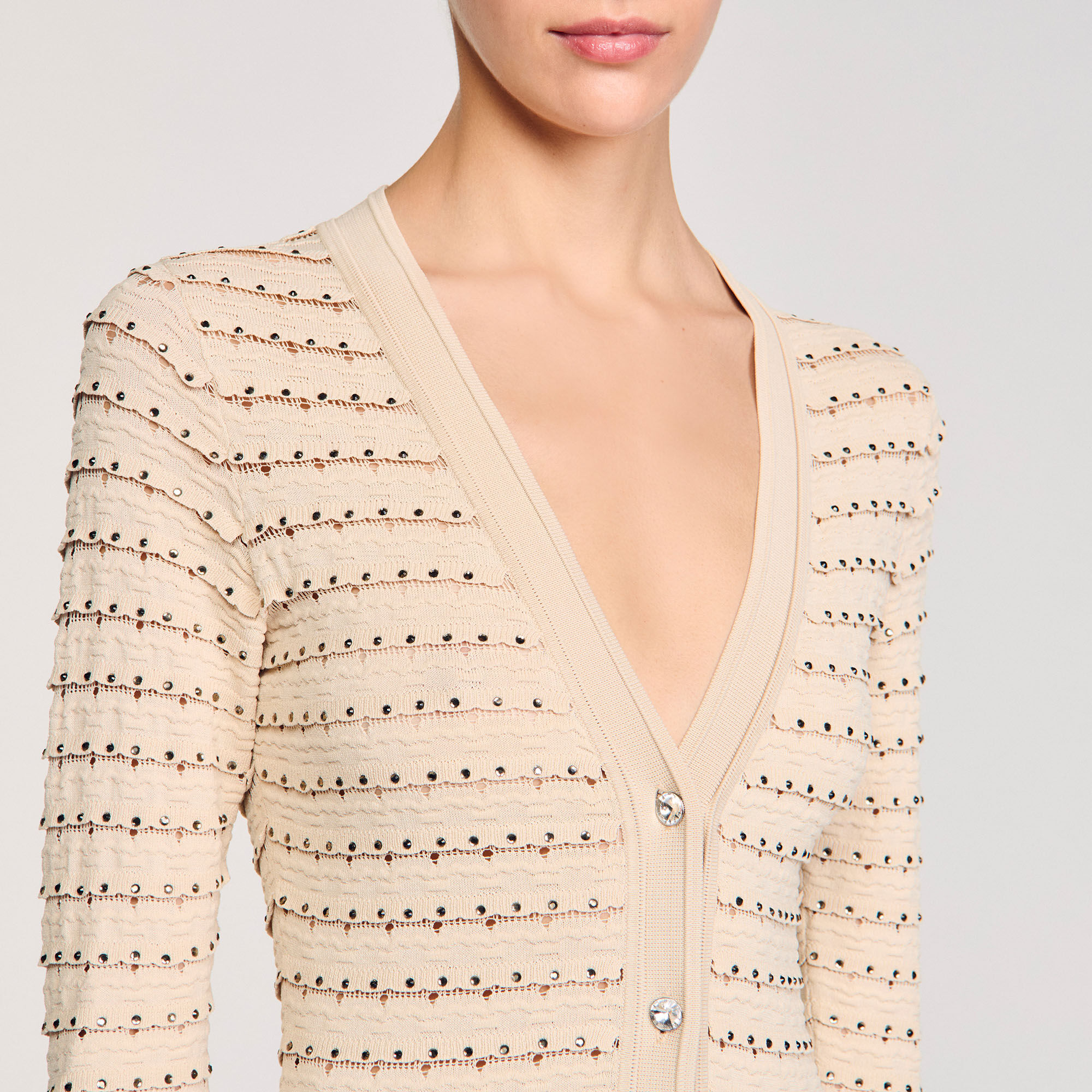 Vestido largo de punto con strass