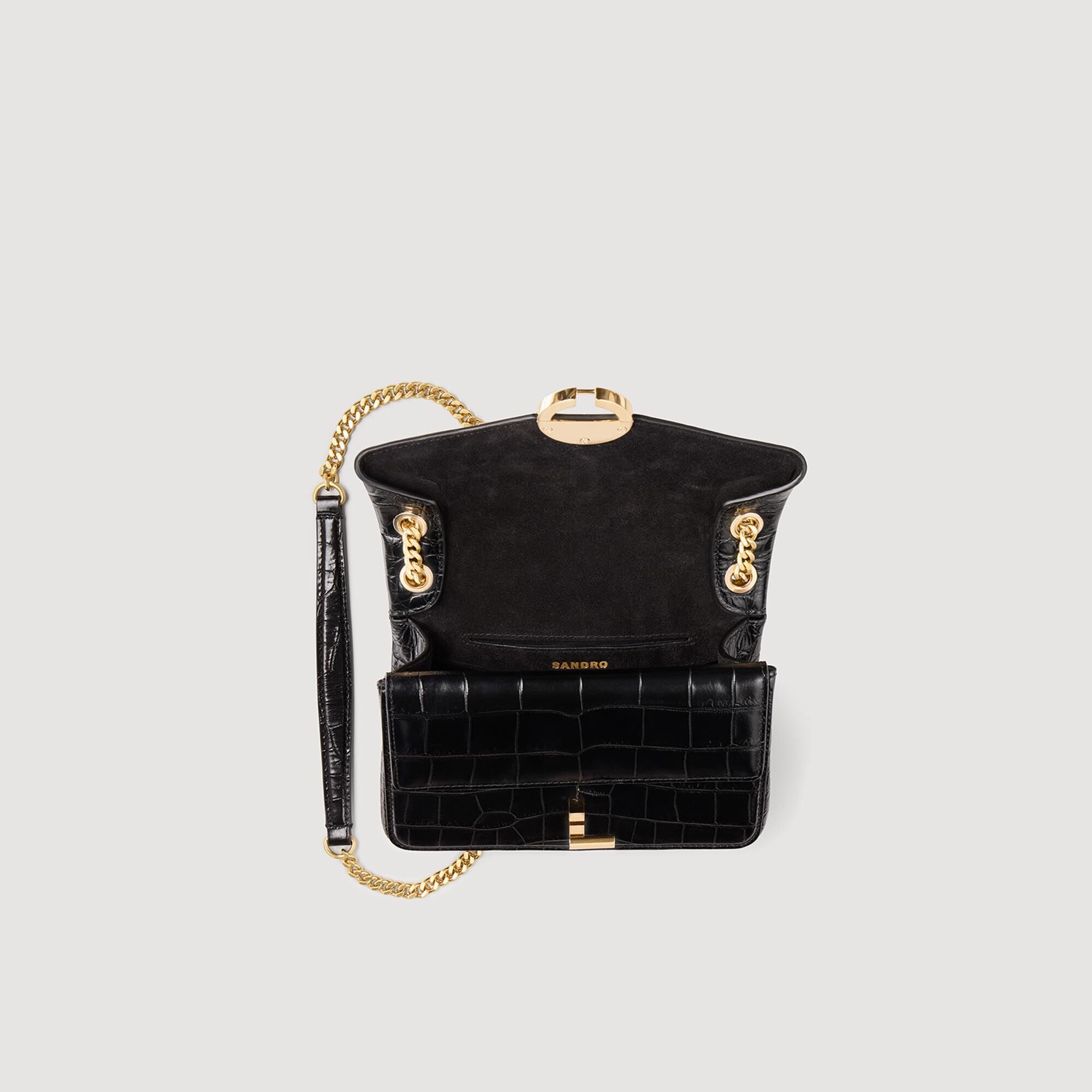 Bolso Yza cuero relieve efecto cocodrilo