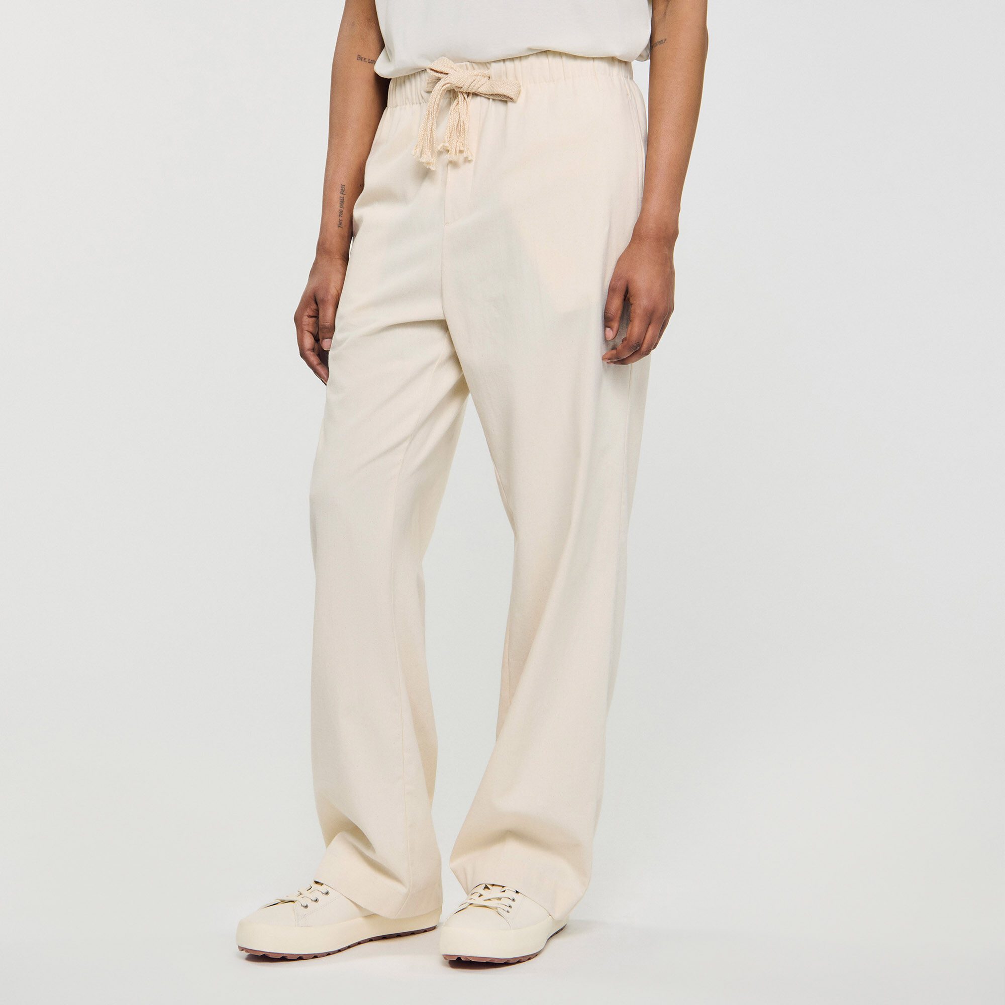 Pantalón ancho de algodón elástico