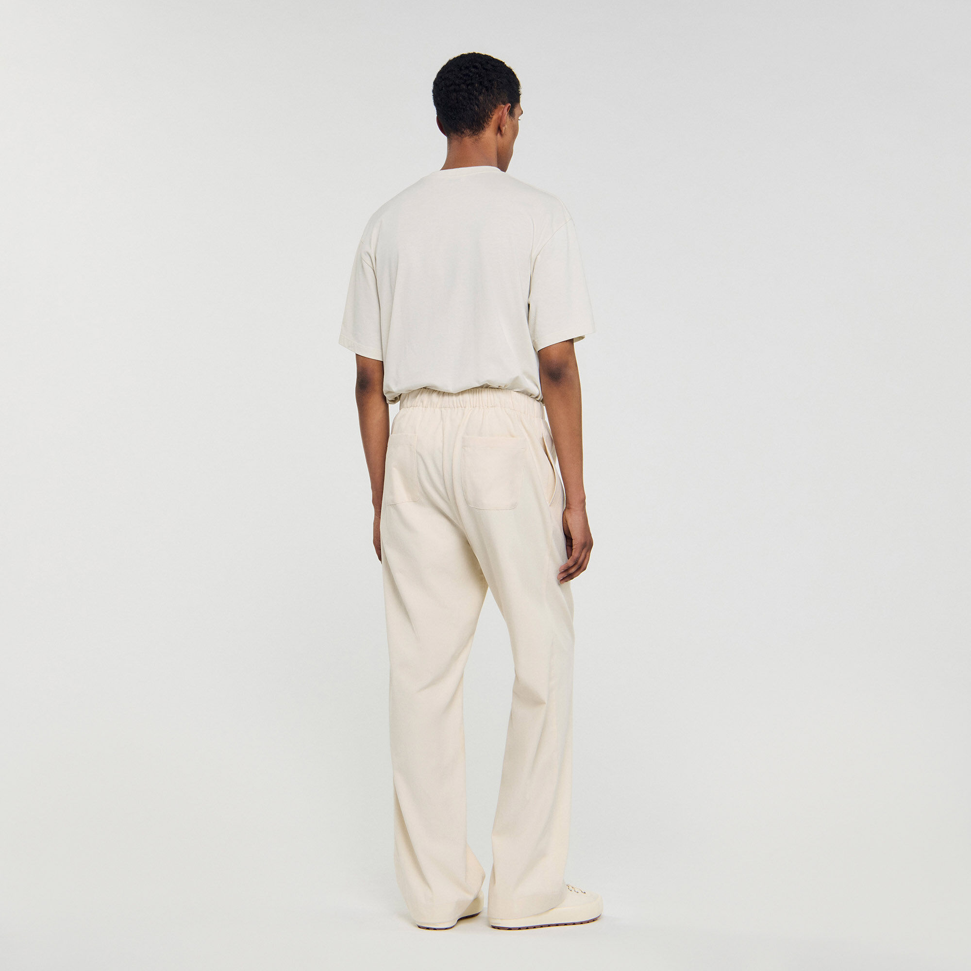 Pantalón ancho de algodón elástico