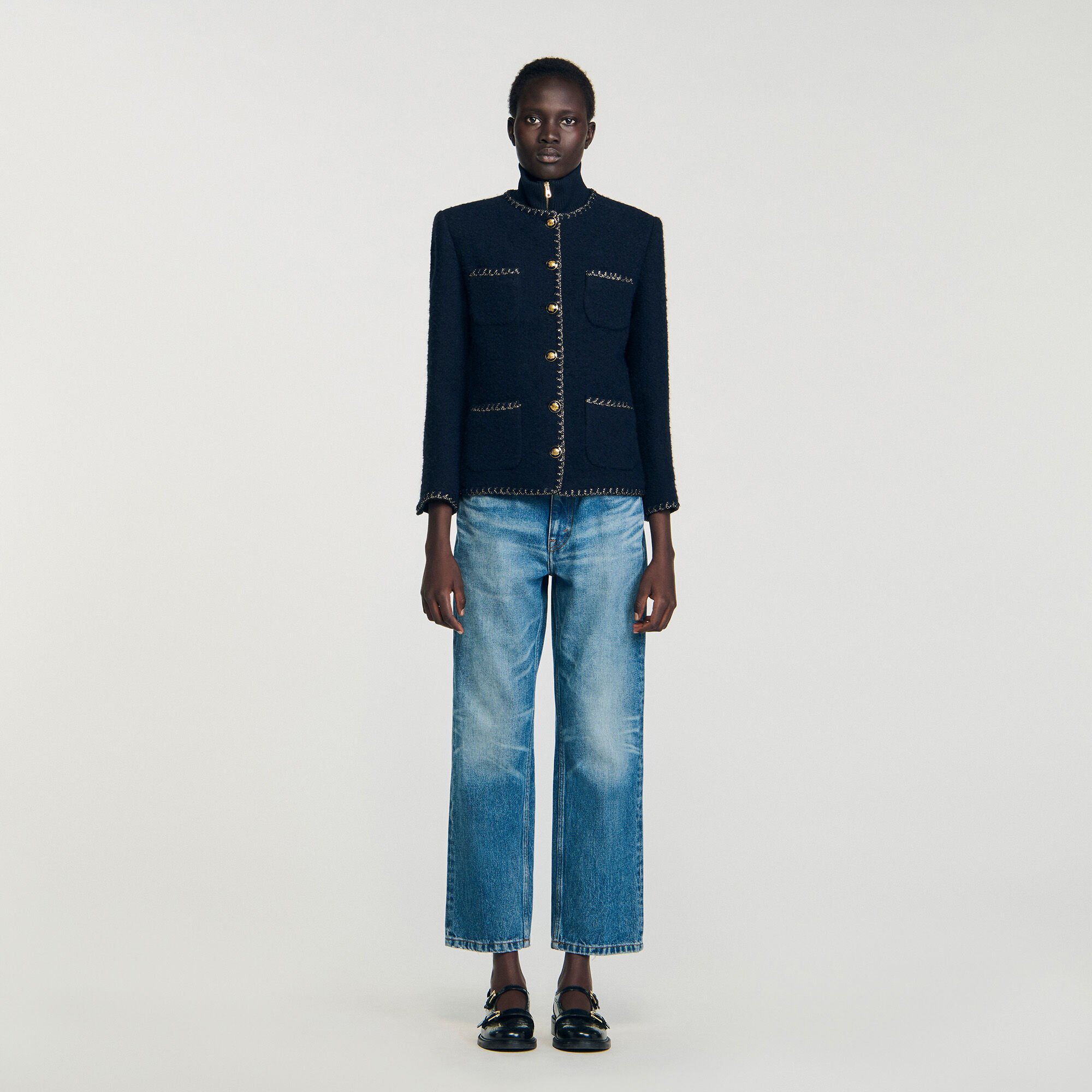 Chaqueta de tweed con galones