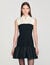 Vestido corto bicolor con volantes
