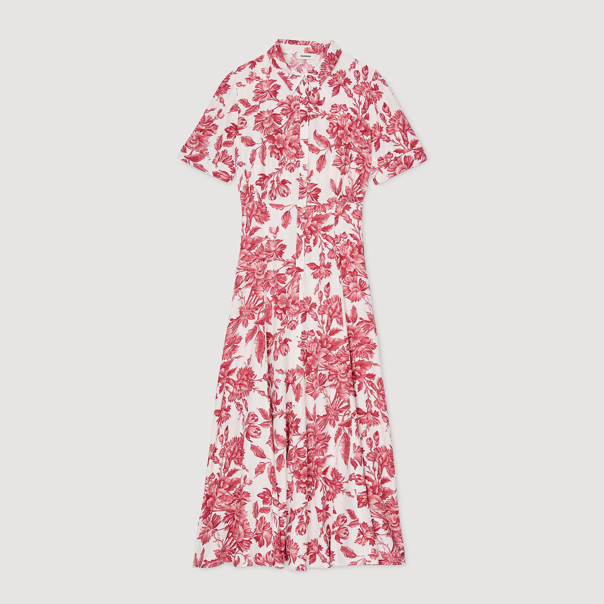 Vestido camisero largo de flores