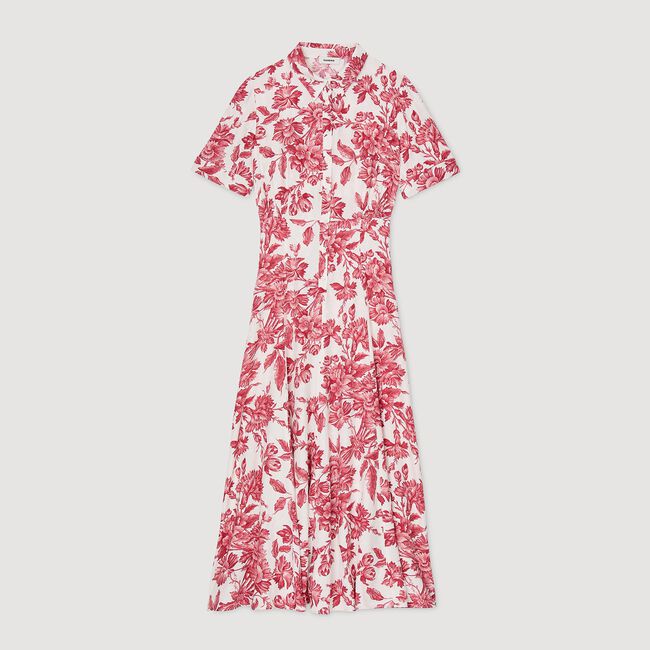 Vestido camisero largo de flores