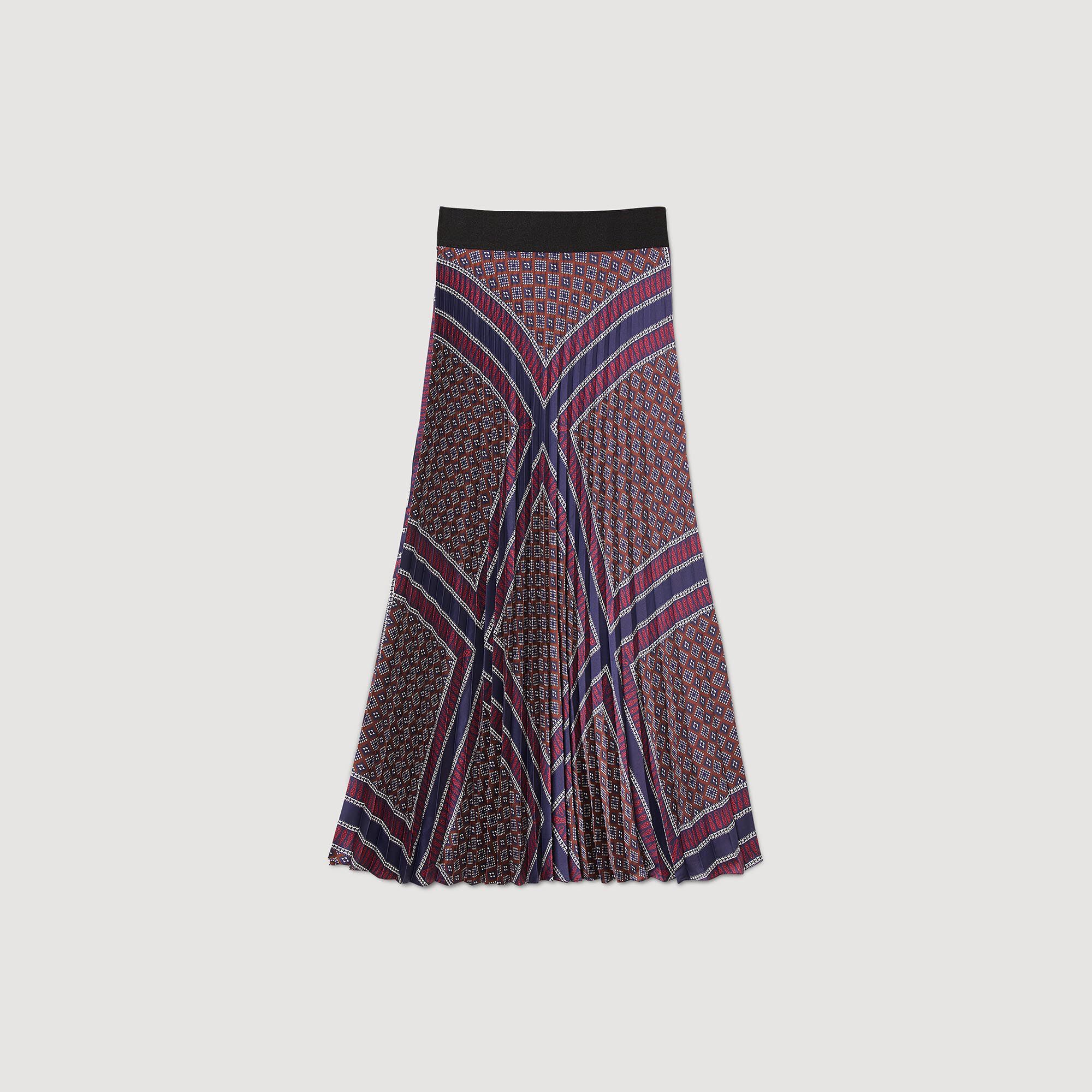 Falda larga plisada con estampado