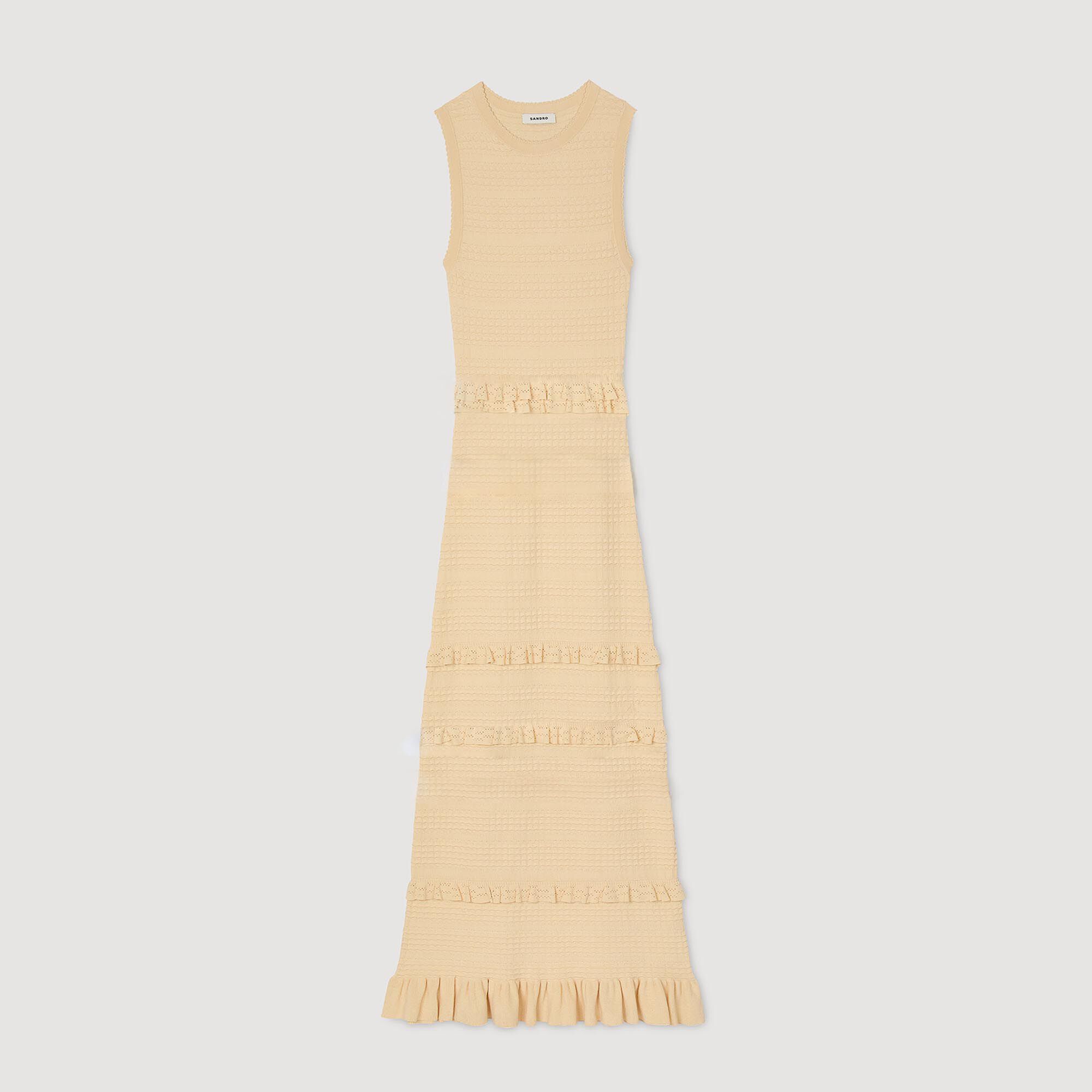 Vestido largo de punto con volantes