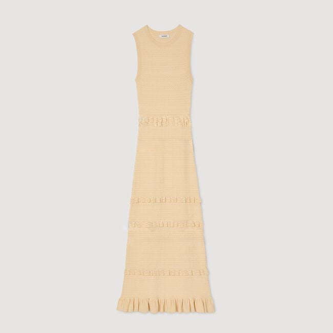 Vestido largo de punto con volantes