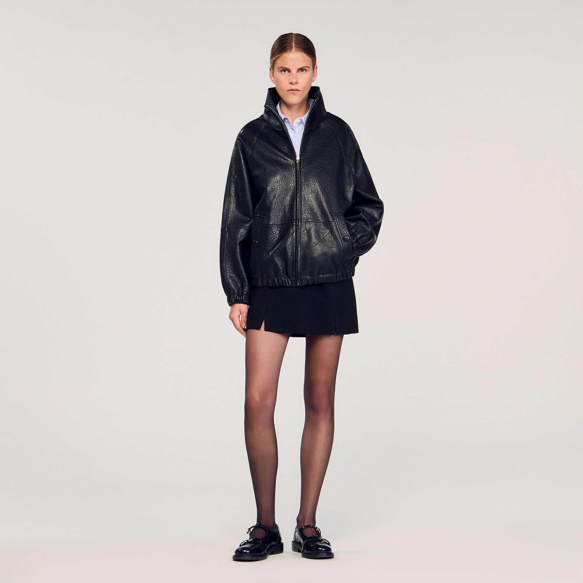Cazadora de cuero oversize