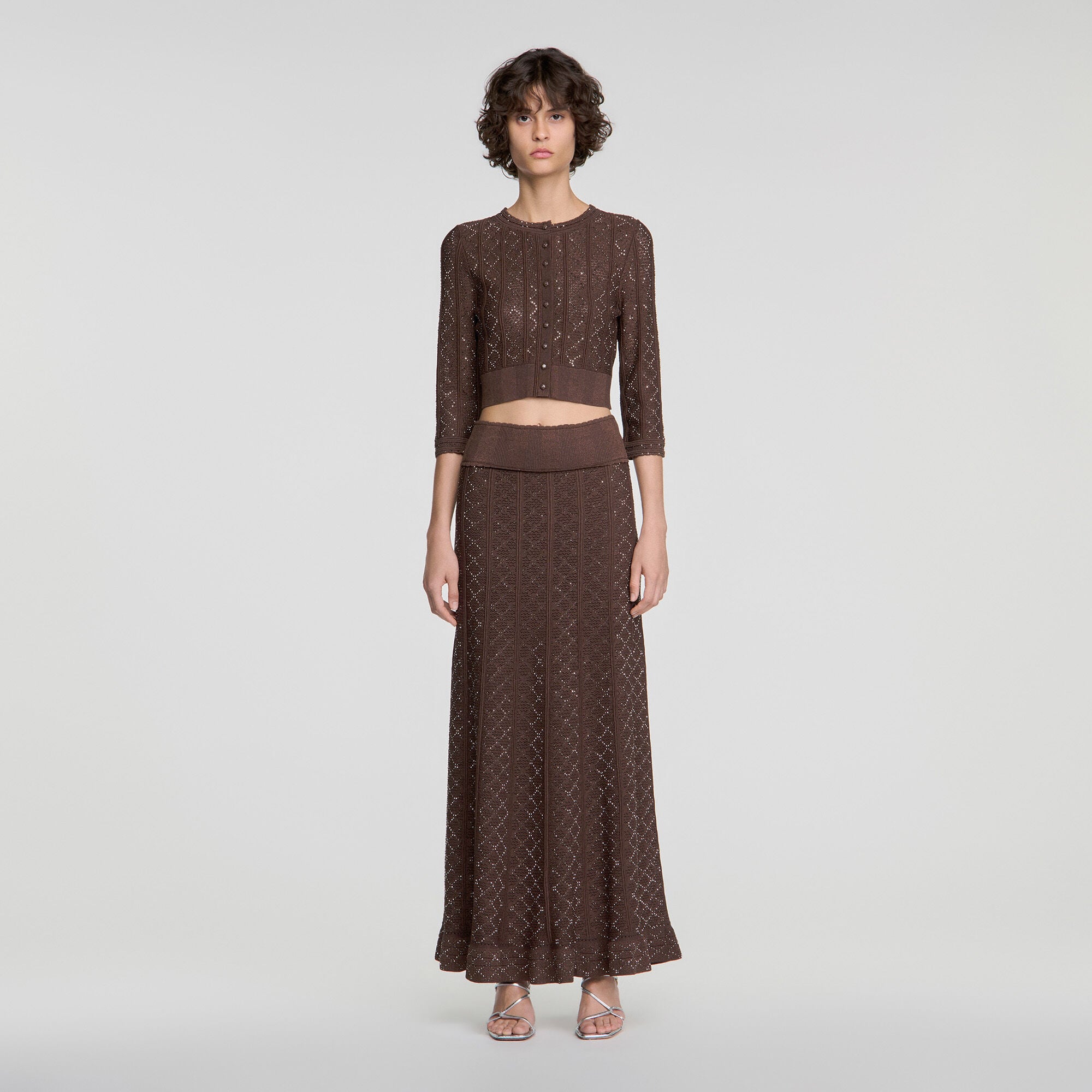 Falda larga de punto con strass - Mujer | Sandro