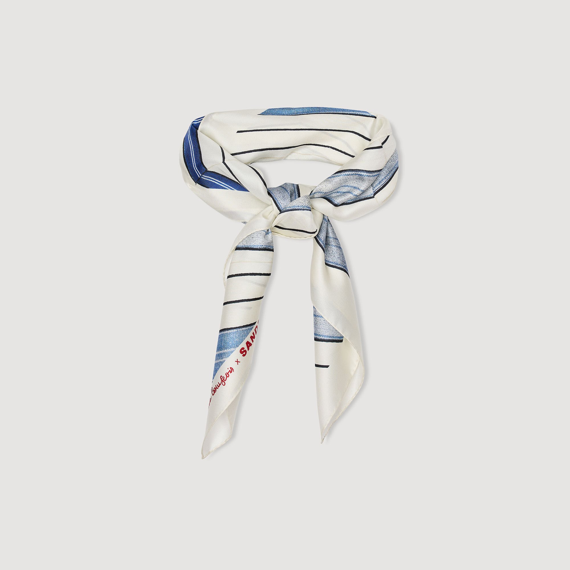 Pañuelo de seda estampado a rayas