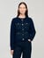 Cárdigan con detalles denim
