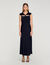 Vestido largo satinado con strass