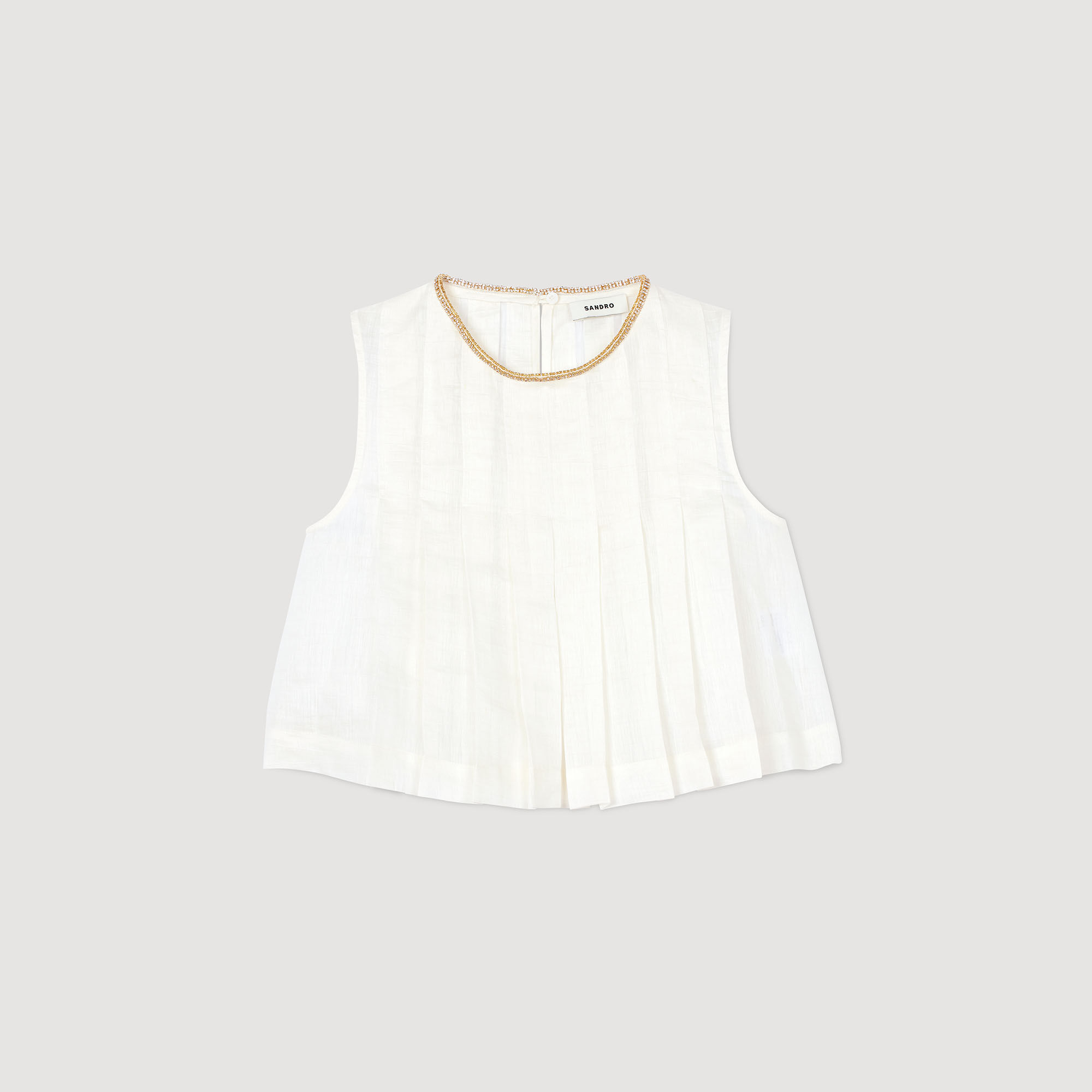 Top corto tablas y cuello de strass