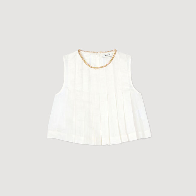 Top corto tablas y cuello de strass