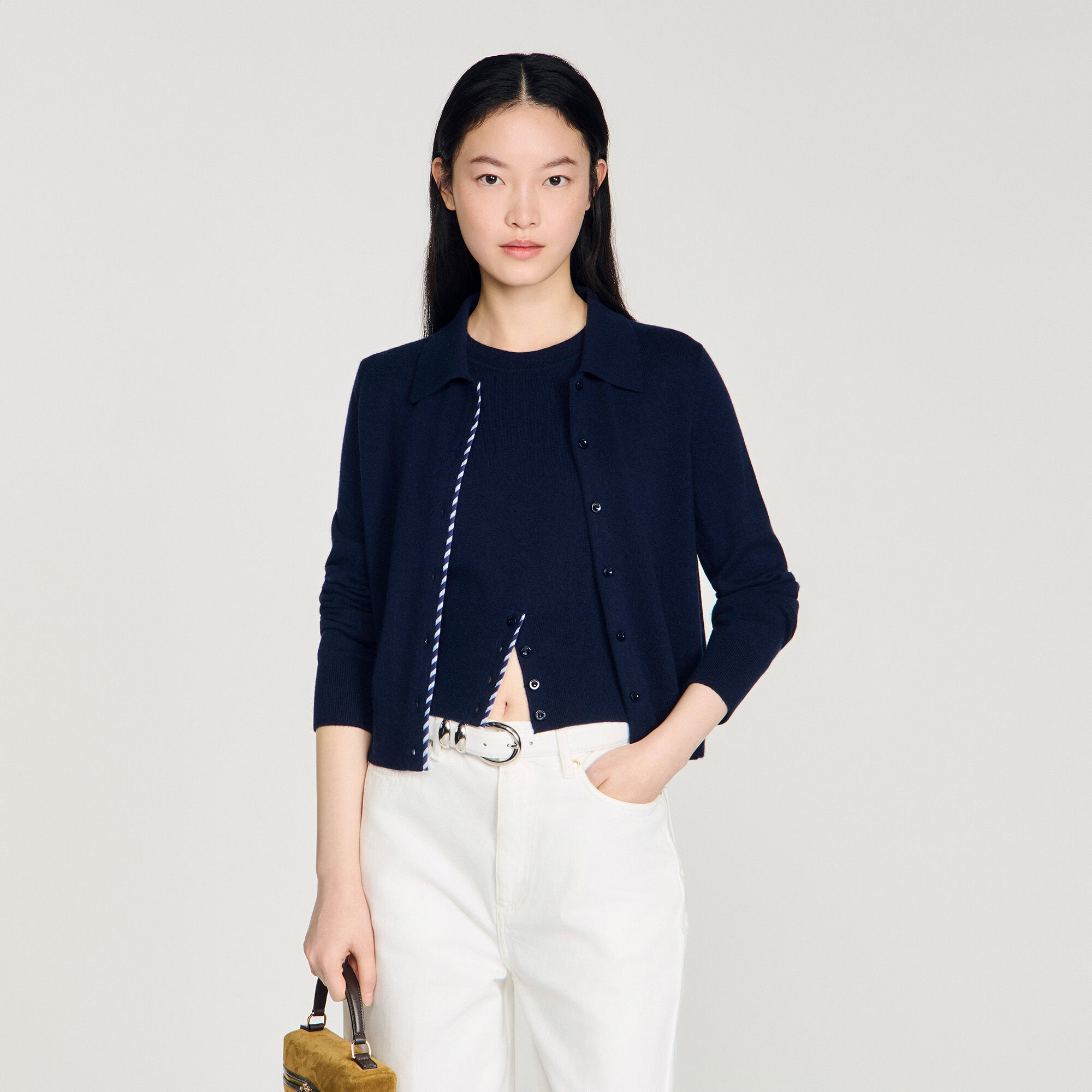 C&aacute;rdigan de lana y cachemir a rayas