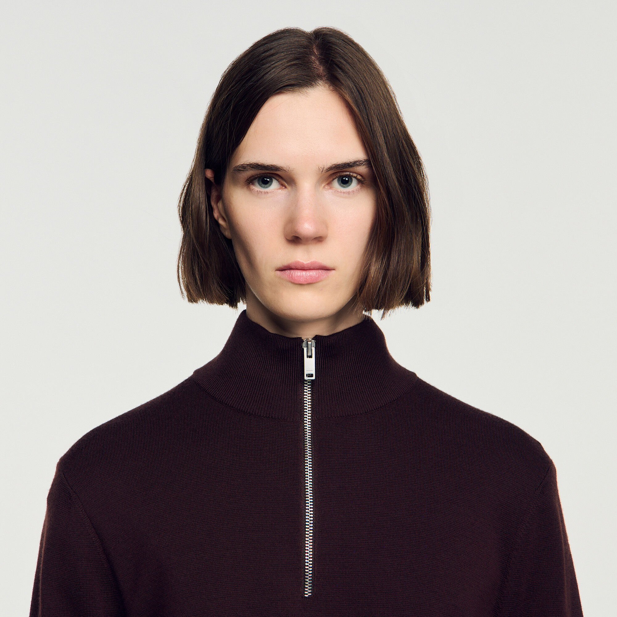 Jersey de lana con cuello de cremallera - Hombre | Sandro