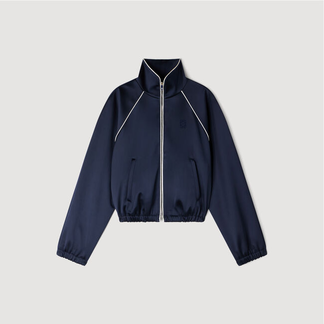 Cazadora corta de raso logo bordado